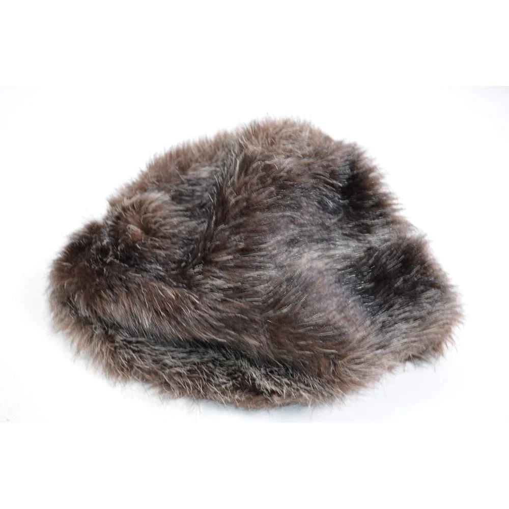 Vintage Faux‎ Fur Hat & Sherpa Lined Gloves Brown Variegated